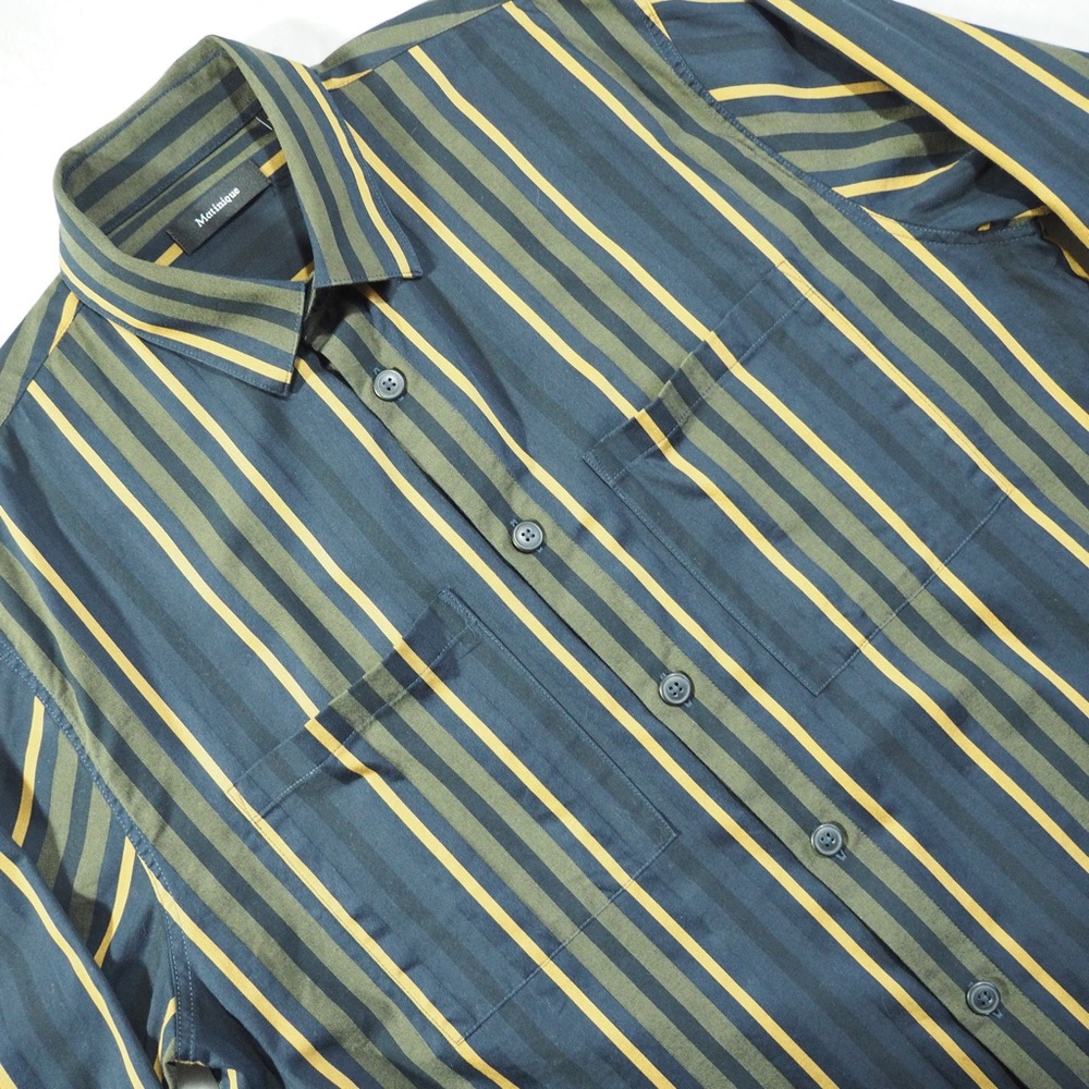 Matinique MAuti Style Sz XL Men's Navy & Olive Striped Button-Down Shirt